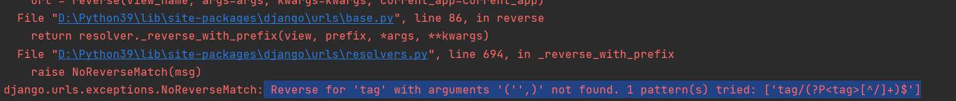  Reverse for 'tag' with arguments '('',)' not found. 1 pattern(s) tried: ['tag/(?P[^/]+)$']